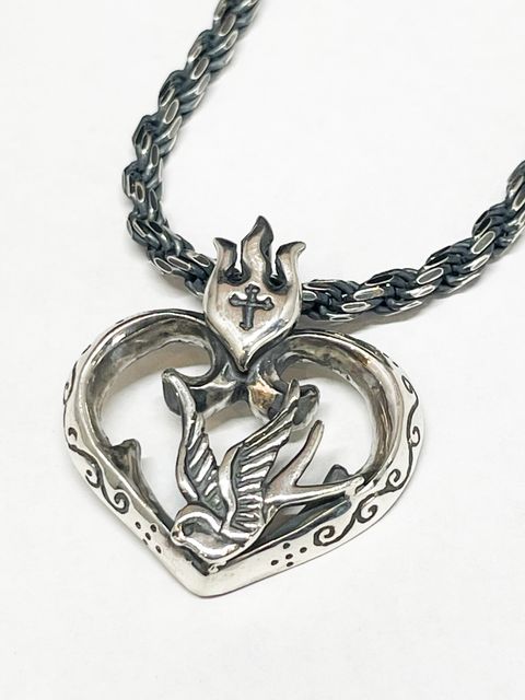 SWALLOW & HEART NECKTOP (SILVER925)