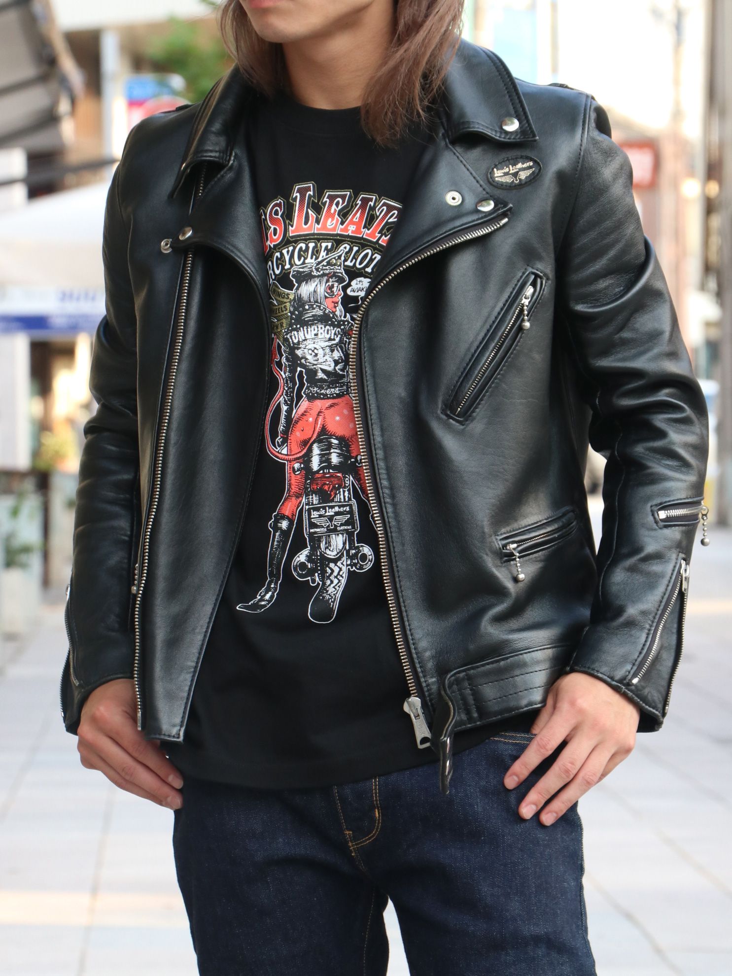 EROSTIKA × LEWIS LEATHERS "vol.2" S/S T-SHIRTS (BLACK)