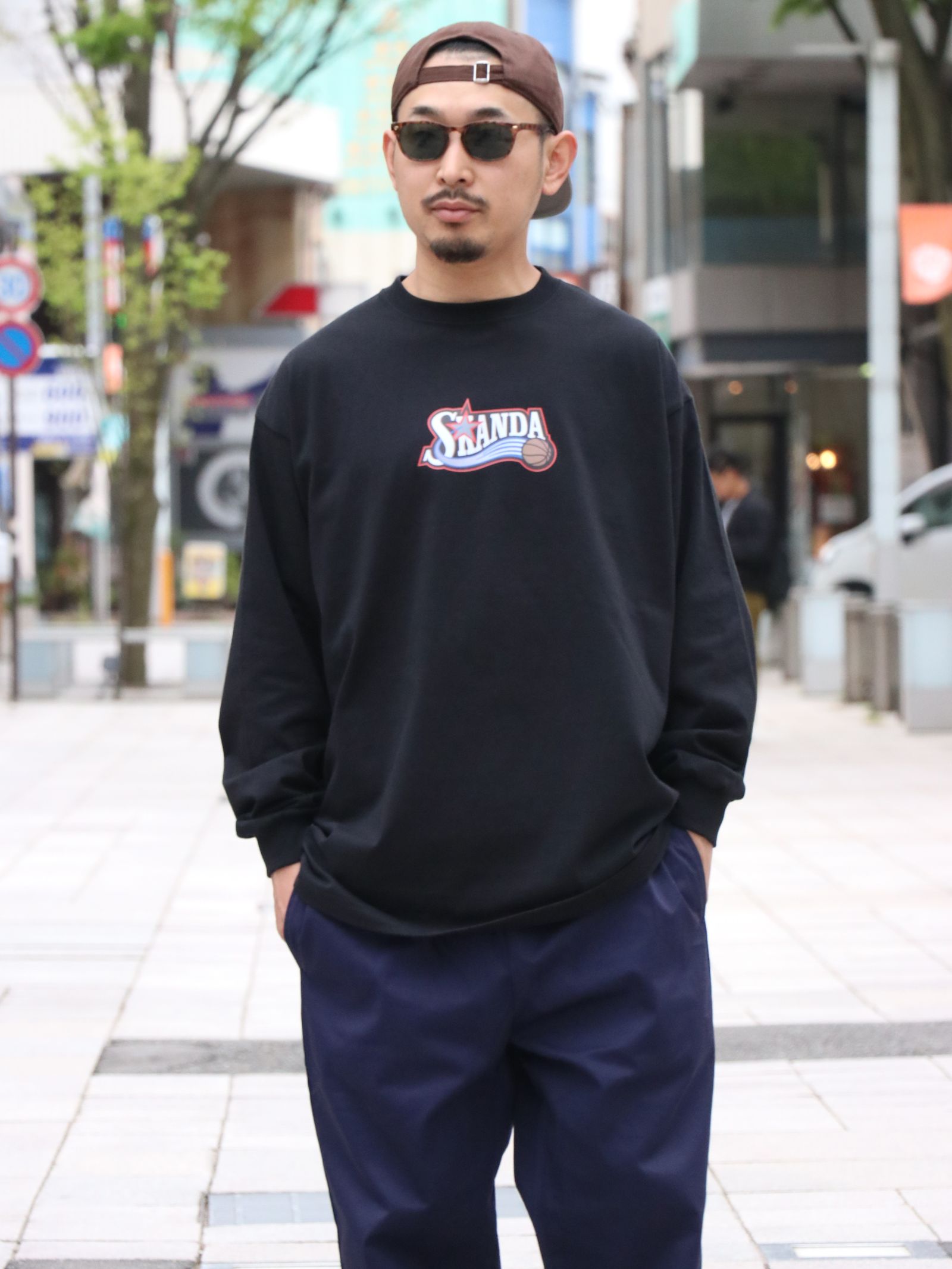 ”SKANDA×GRAVYSOURCE” W-NAME L/S TEE (BLACK)