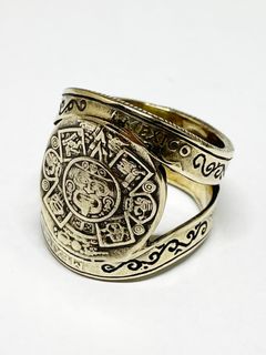 MAYA CALENDER MEDAL RING (BRASS)