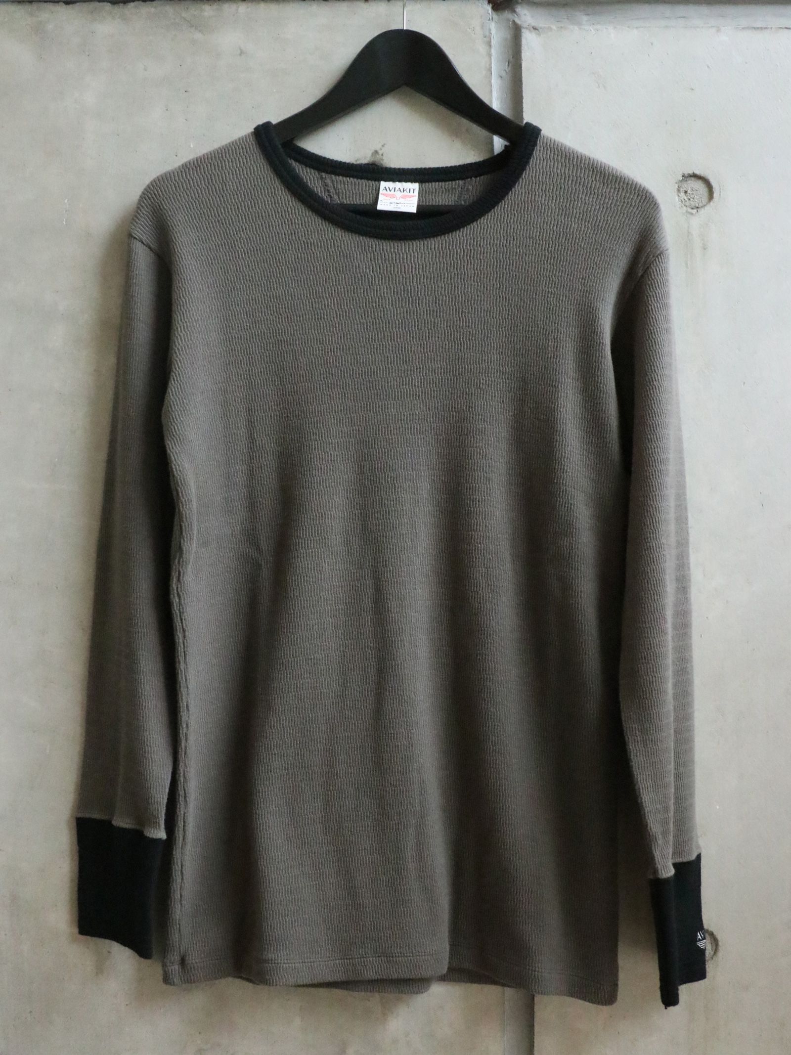 AVIAKIT WAFFLE T-SHIRTS (BLACK×GRAY)
