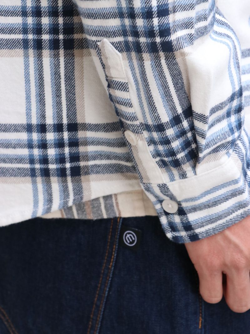 CHECK NEL SHIRT (NAVY×WHITE)