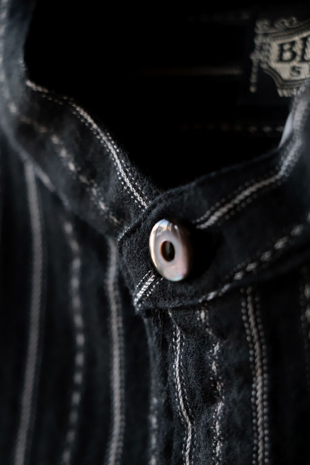 ANTIQUE CLOTH BAND COLLAR IMMIGRANT SHIRT (SUMI BLACK)