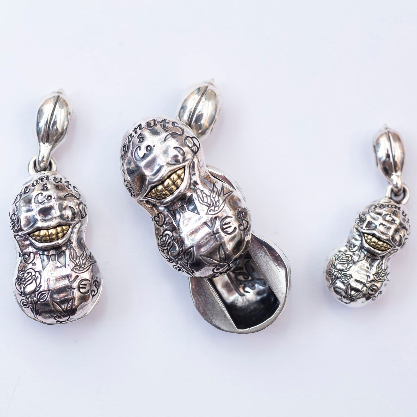 【即日発送可能】TATTOO PEANUTS (MEDIUM) (SLIDE) (SILVERxK10YELLOW GOLD)