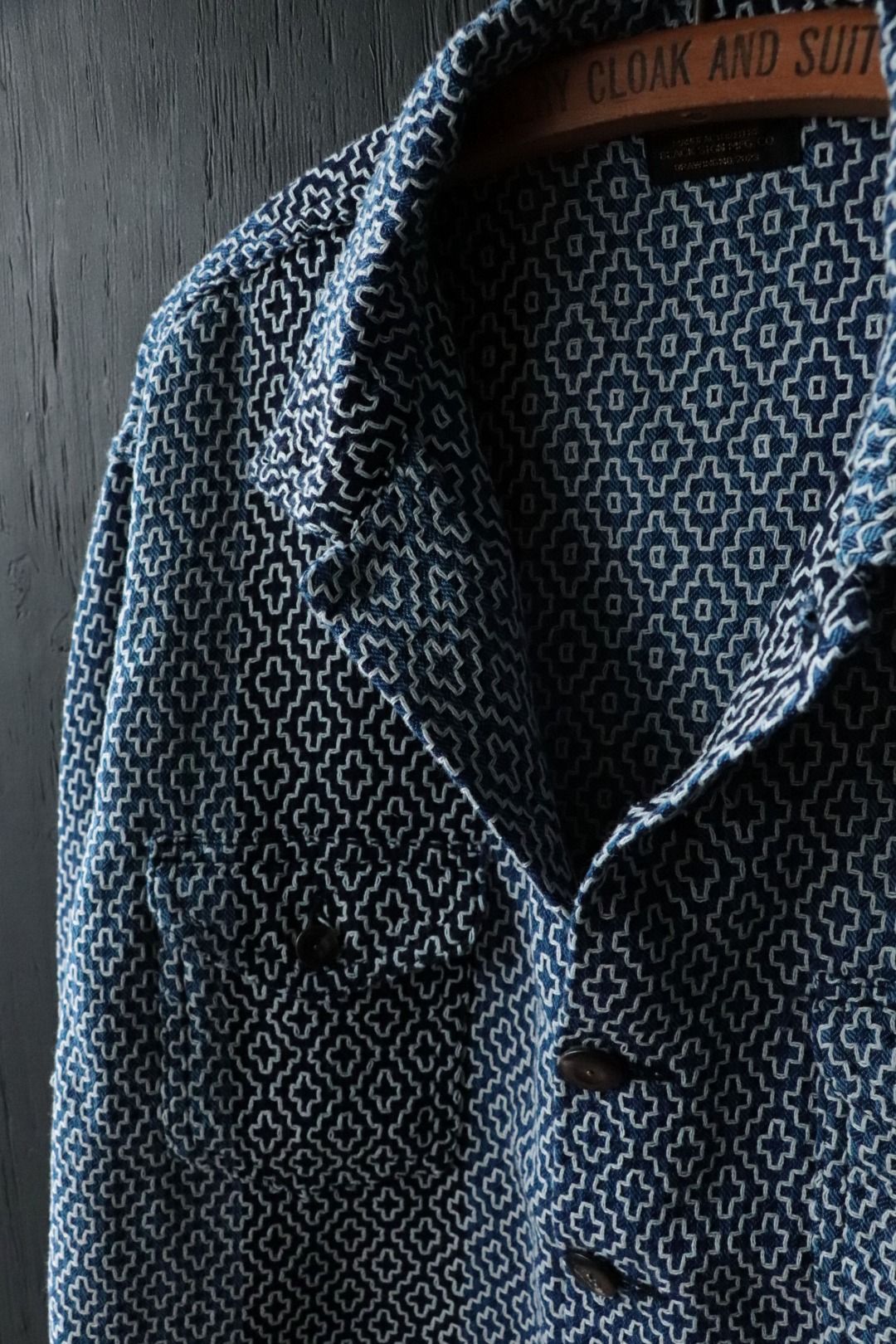 “SASHIKO” INDIGO CROSS NAVAJO SHIRT / INDIGO