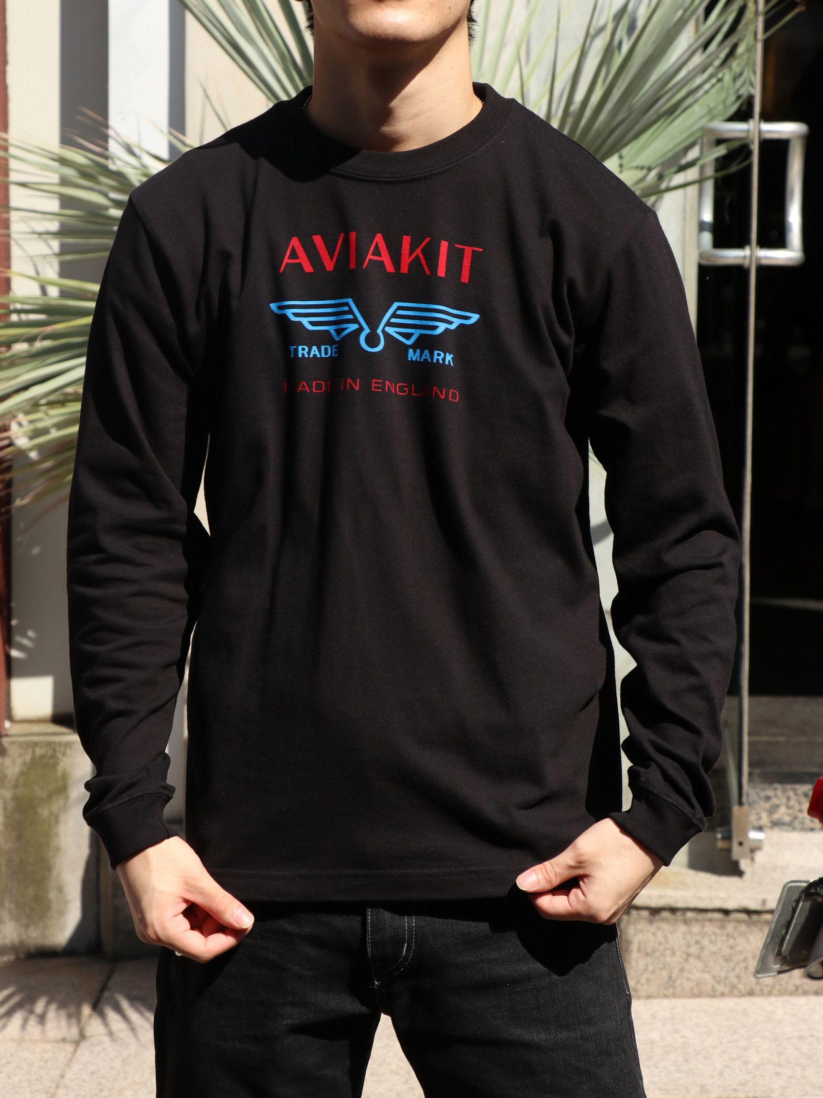 "AVIAKIT WING" RIB L/S T-SHIRTS (BLACK)
