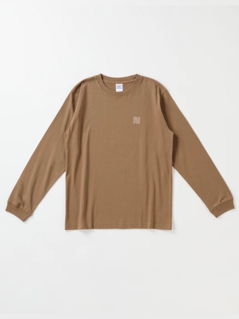 バックプリント長袖コットンTシャツ -cikarkarpe- (DARK CAMEL)