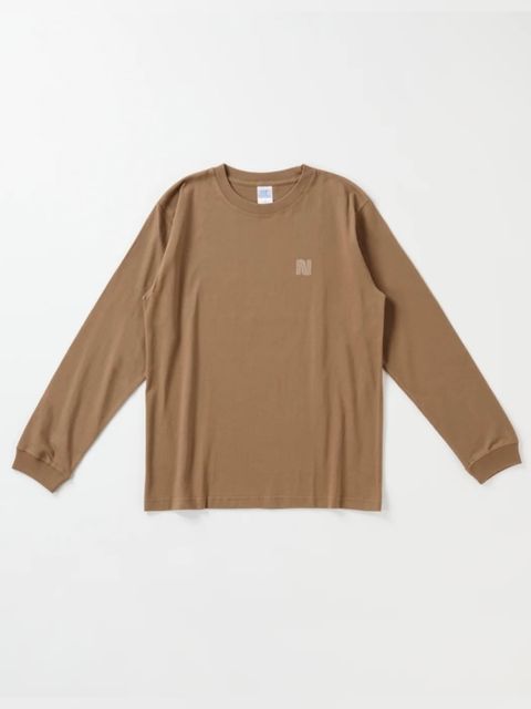 バックプリント長袖コットンTシャツ -cikarkarpe- (DARK CAMEL)
