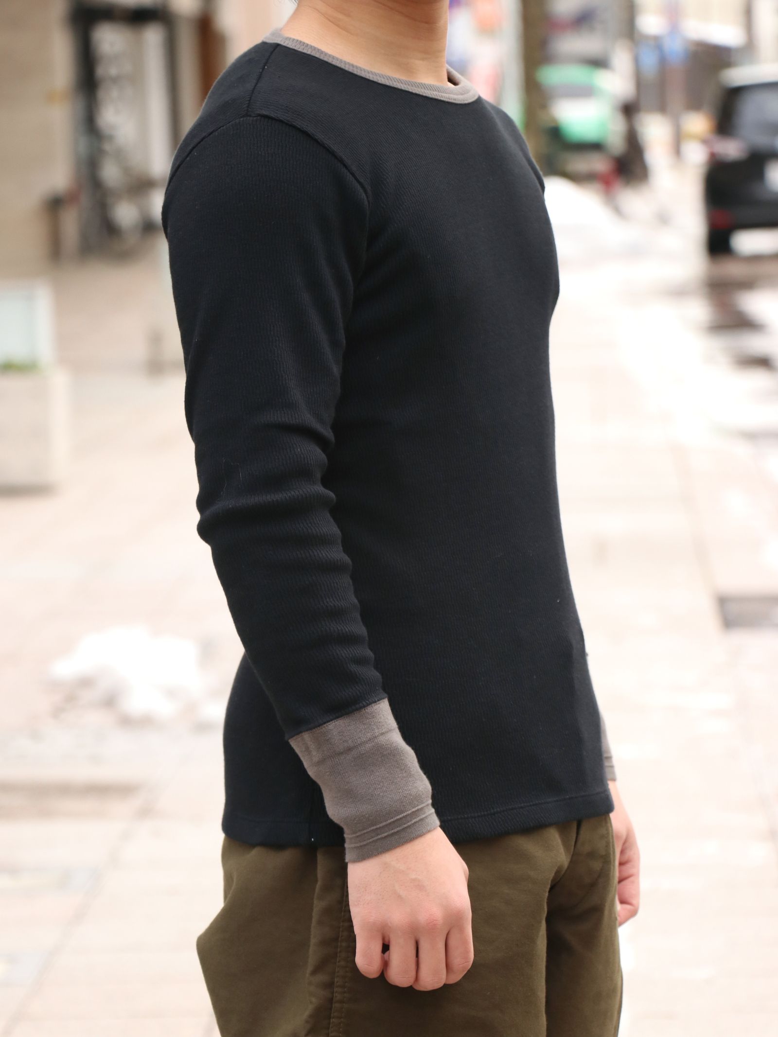 AVIAKIT WAFFLE T-SHIRTS (BLACK×GRAY)
