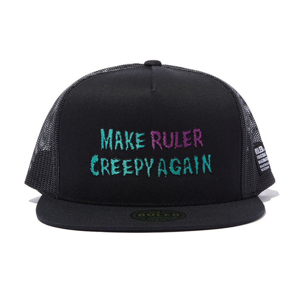 CREEPY TRUCKER TWILL MESH CAP (BLACK, CHARCOAL)