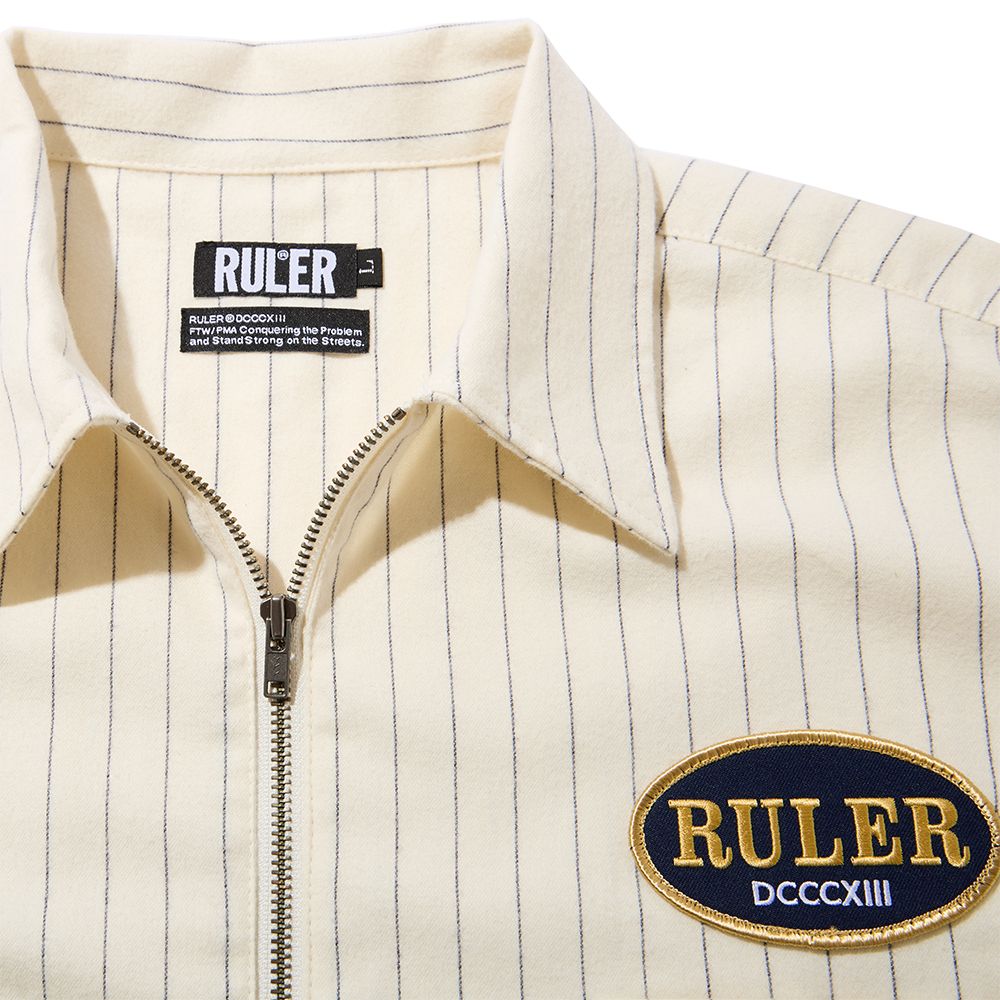 BLUNT STRIPE FLANNEL PULLOVER SHIRT (WHITE)