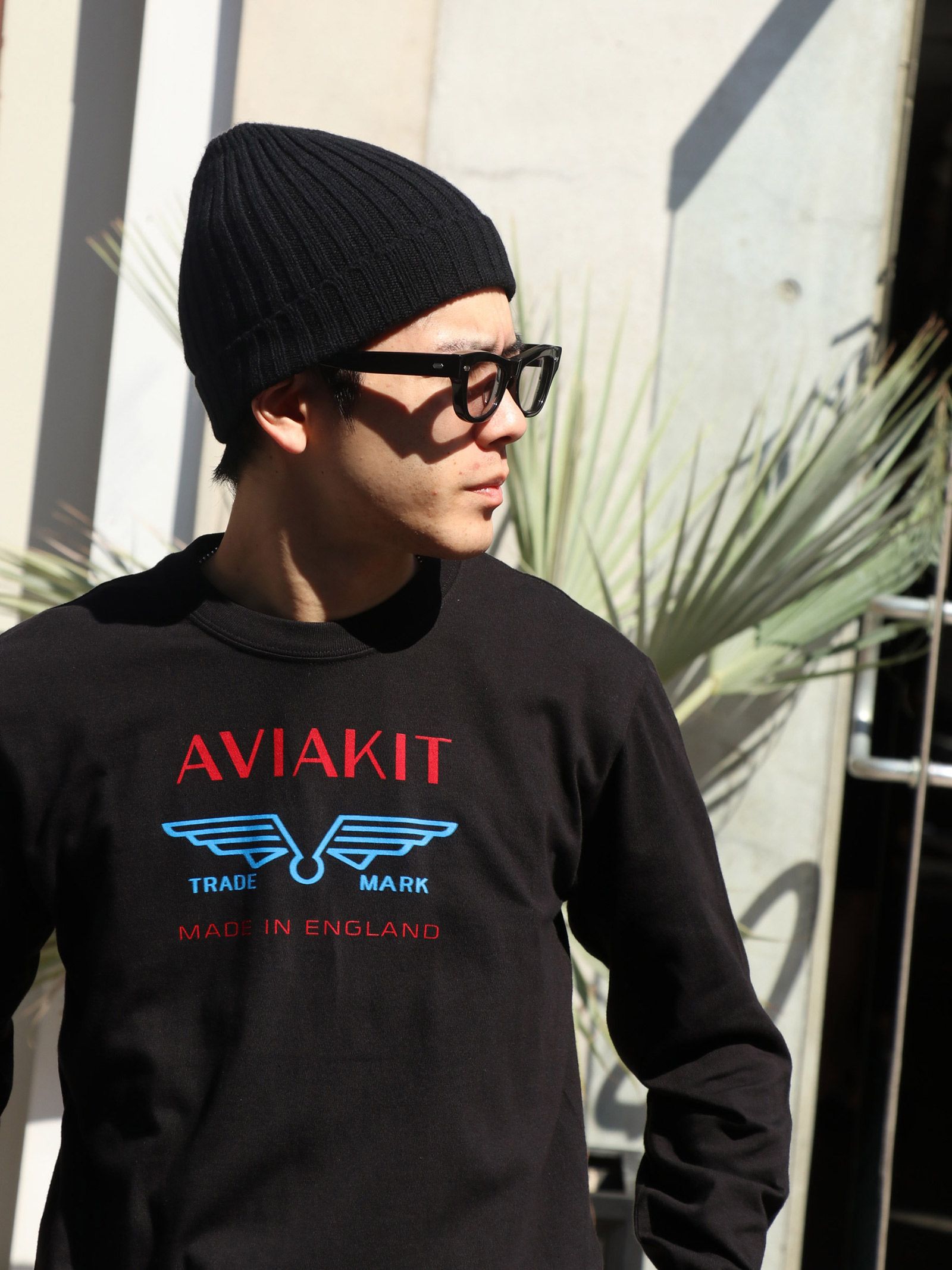 "AVIAKIT WING" RIB L/S T-SHIRTS (BLACK)