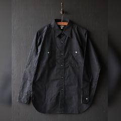 PERSIAN PATTERN JACQUARD OPEN POCKET WORK SHIRT (MIDNIGHT BLACK)