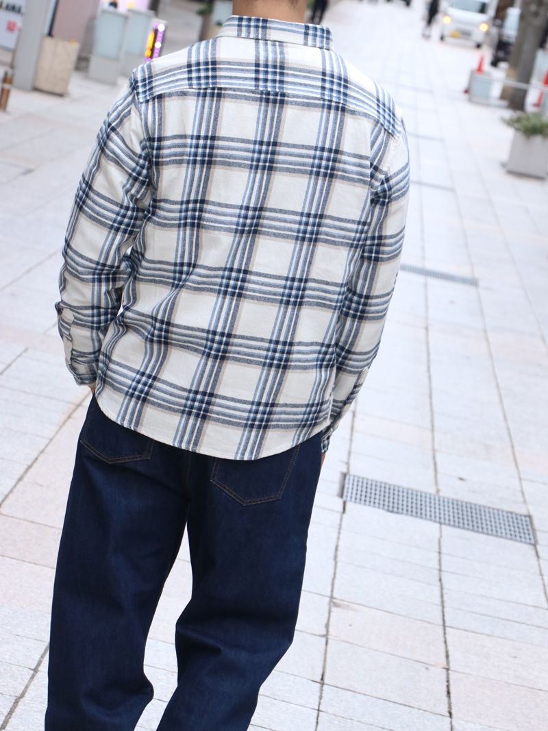 CHECK NEL SHIRT (NAVY×WHITE)
