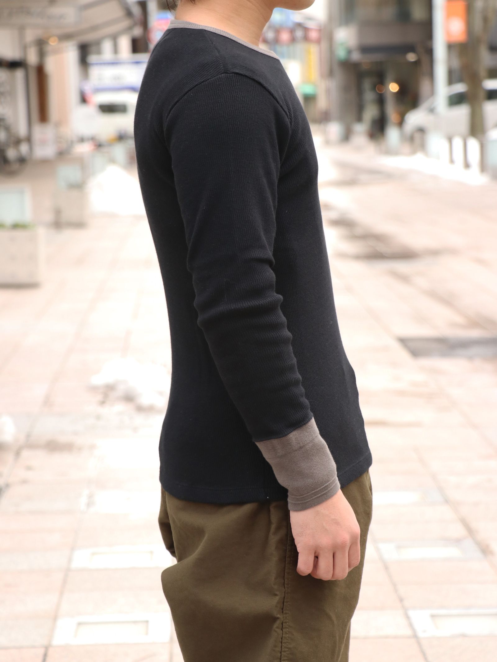 AVIAKIT WAFFLE T-SHIRTS (BLACK×GRAY)