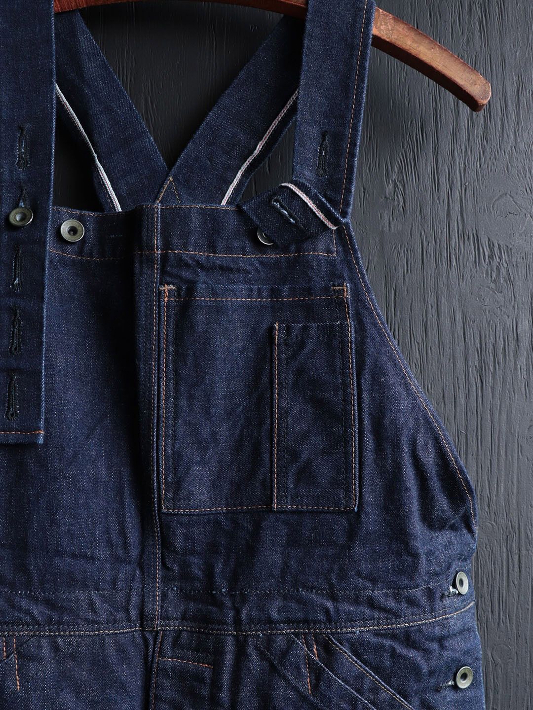 DENIM DERT APRON OVER-ALLS (DARK INDIGO)