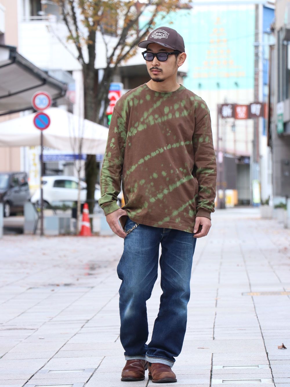 オリジナル ブリーチロングスリーブTシャツ(ブラウン) / ORIGNAL HEAVY OZ BLEACH L/S TEE  (BROWN)