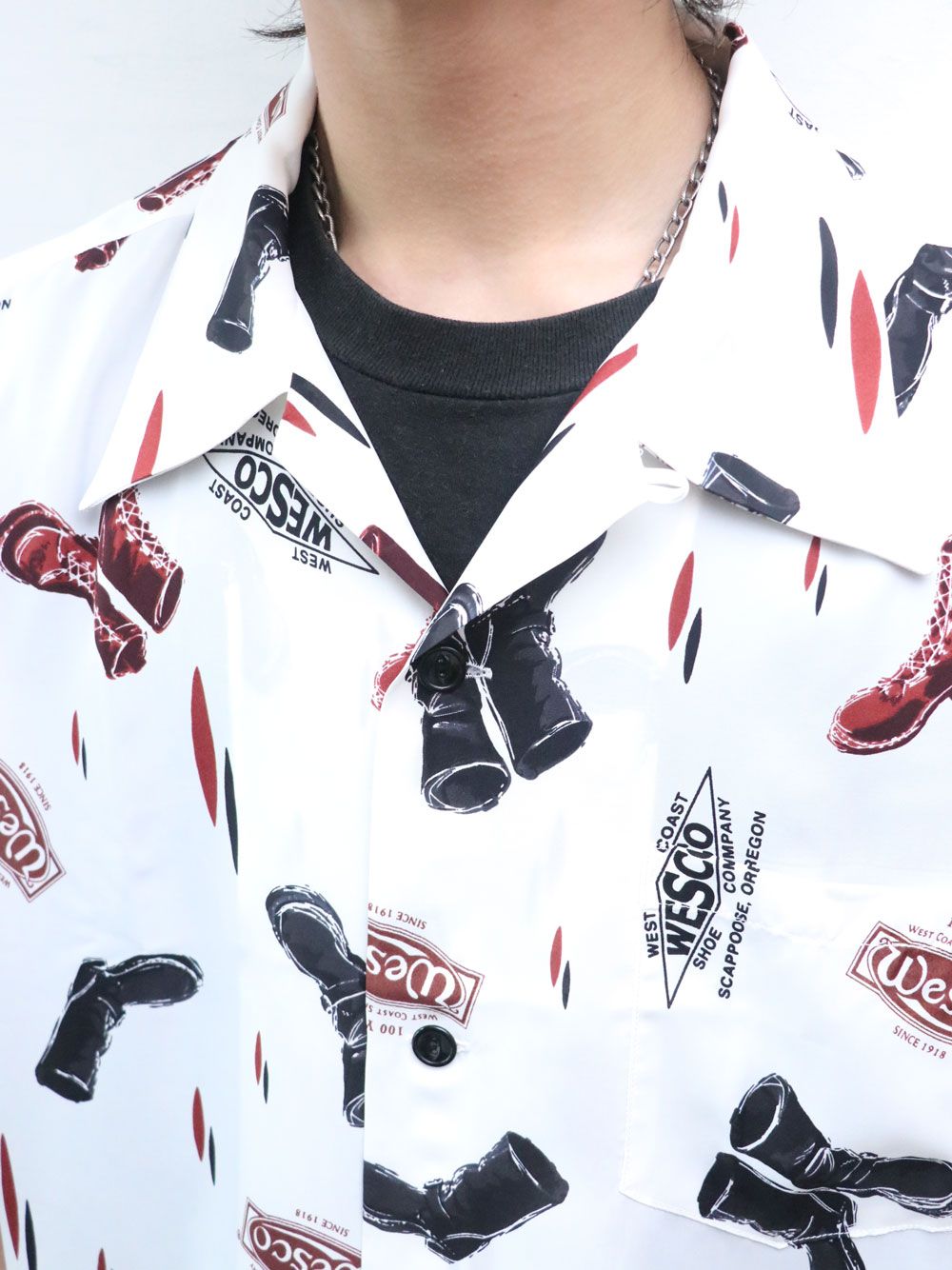 WESCO BOOTS DESIGN HAWAIAN S/S SHIRTS (WHITE)