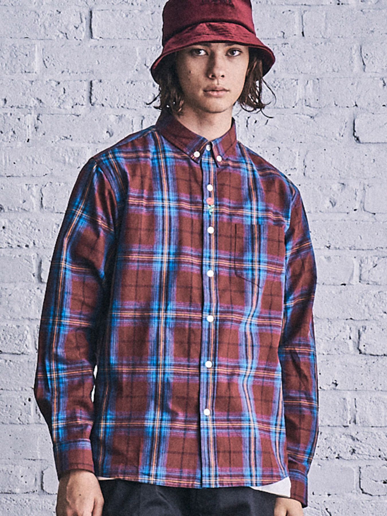 チェック ボタンダウンシャツ / CHECK B.D SHIRT (RED)
