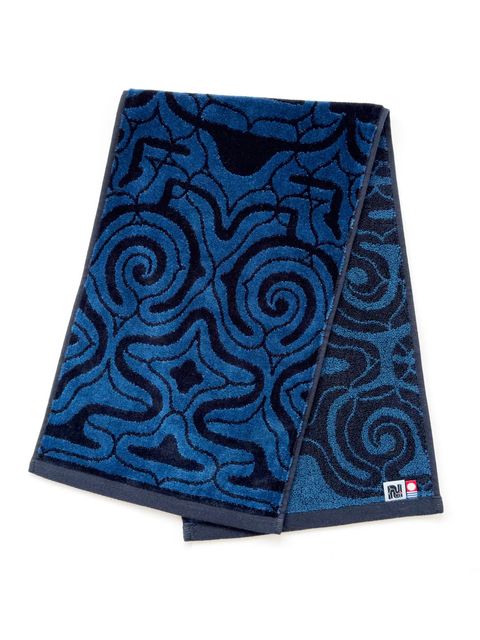 アイヌ文様の今治フェイスタオル (カパラミプ - ブルー×ネイビー)