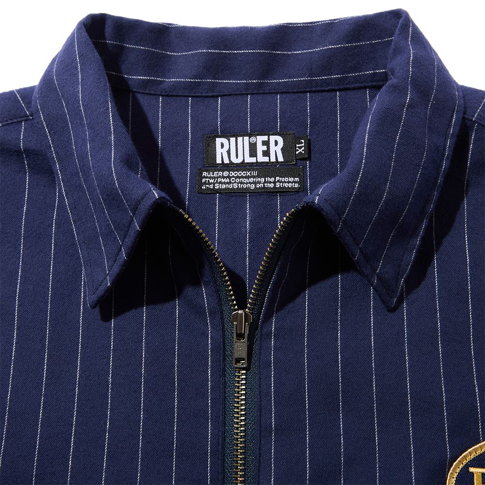 BLUNT STRIPE FLANNEL PULLOVER SHIRT (NAVY)