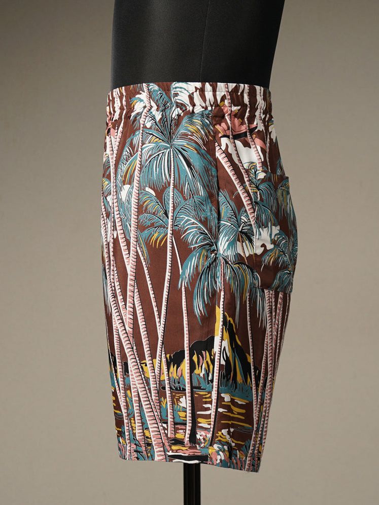 "PALM TREE" SHORTS (BROWN)