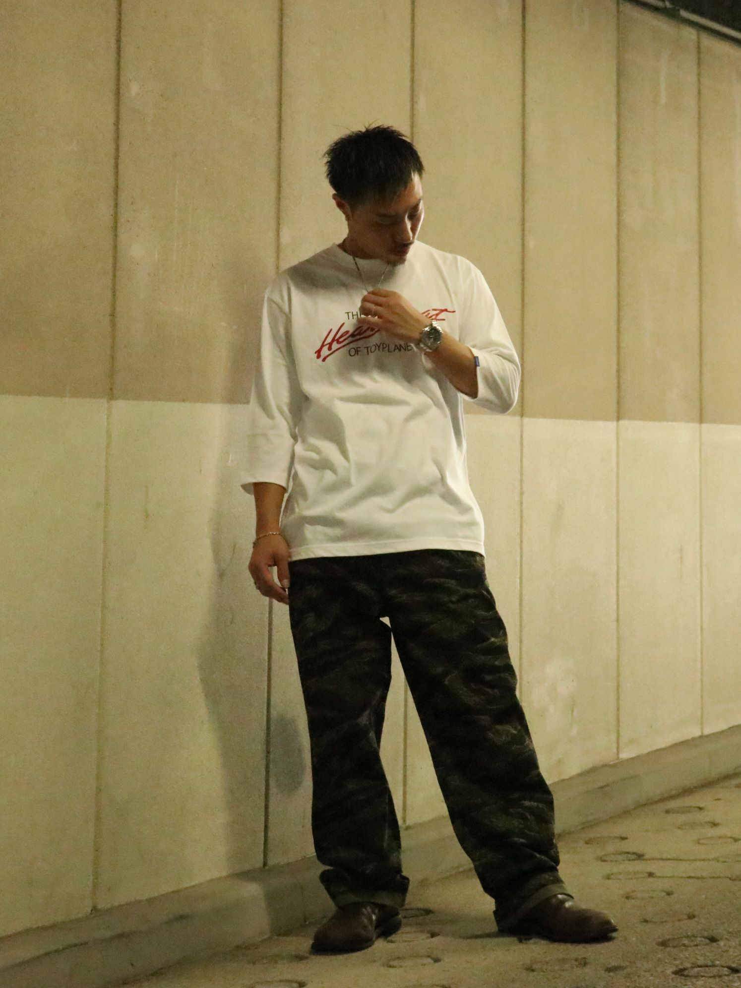 HEART BEAT 3/4 TEE (WHITE)