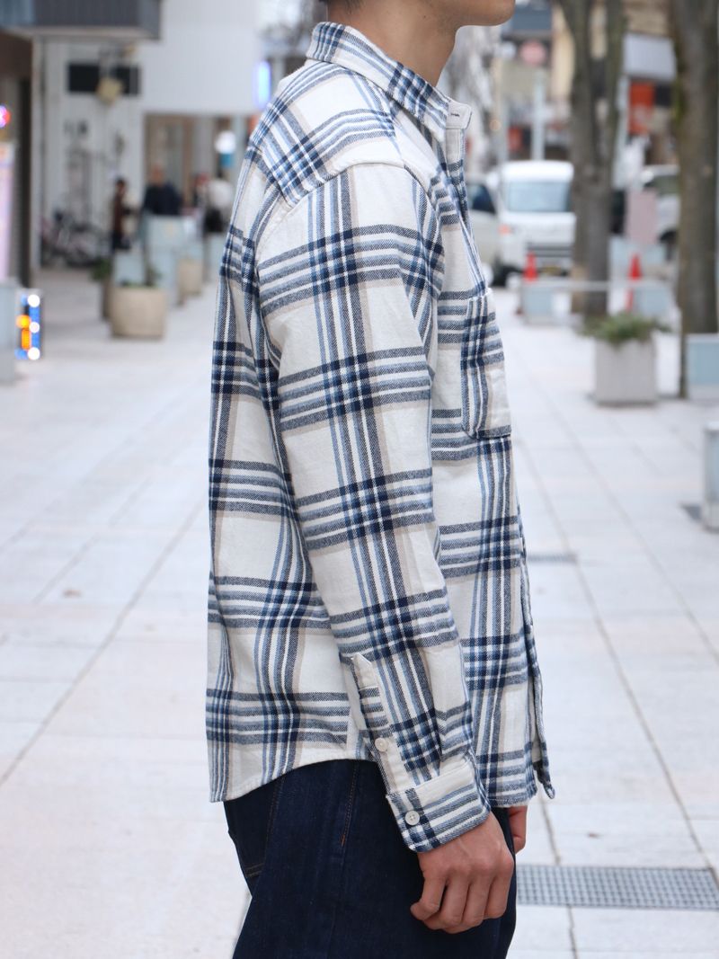 CHECK NEL SHIRT (NAVY×WHITE)