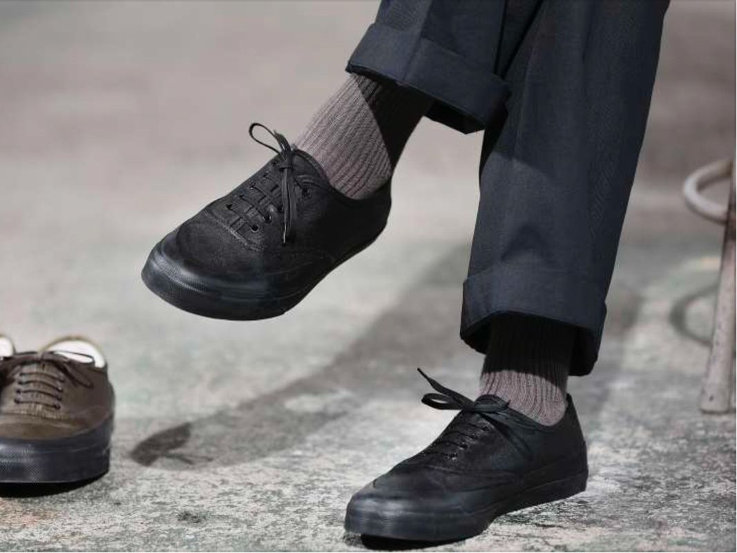 【PEANUS&CO. x ACVM】 WAXED COTTON P-DECK SHOES (BLACK)