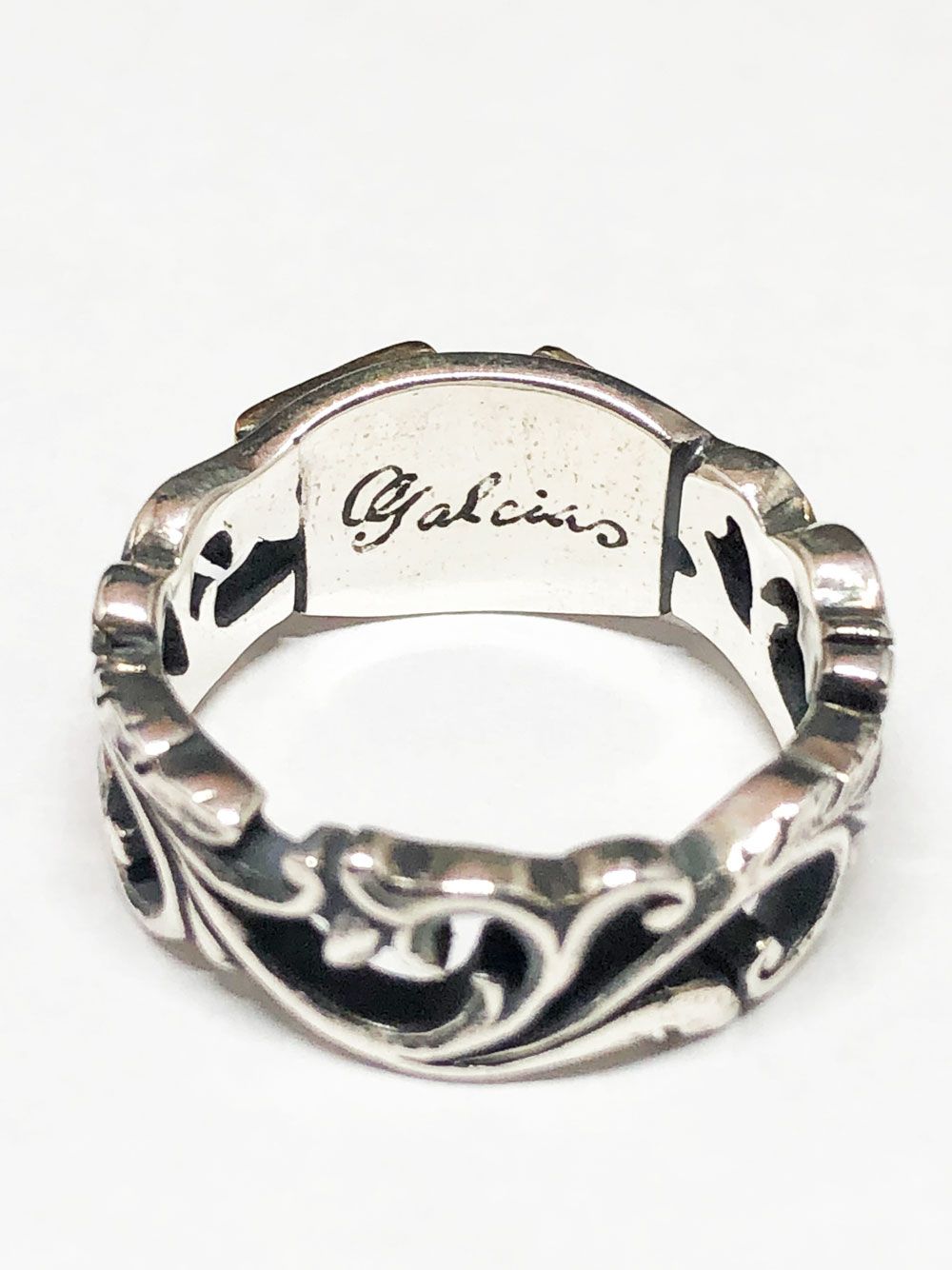 FLOWER CARVING TWO FACE RING (SILVER925×BRASS)