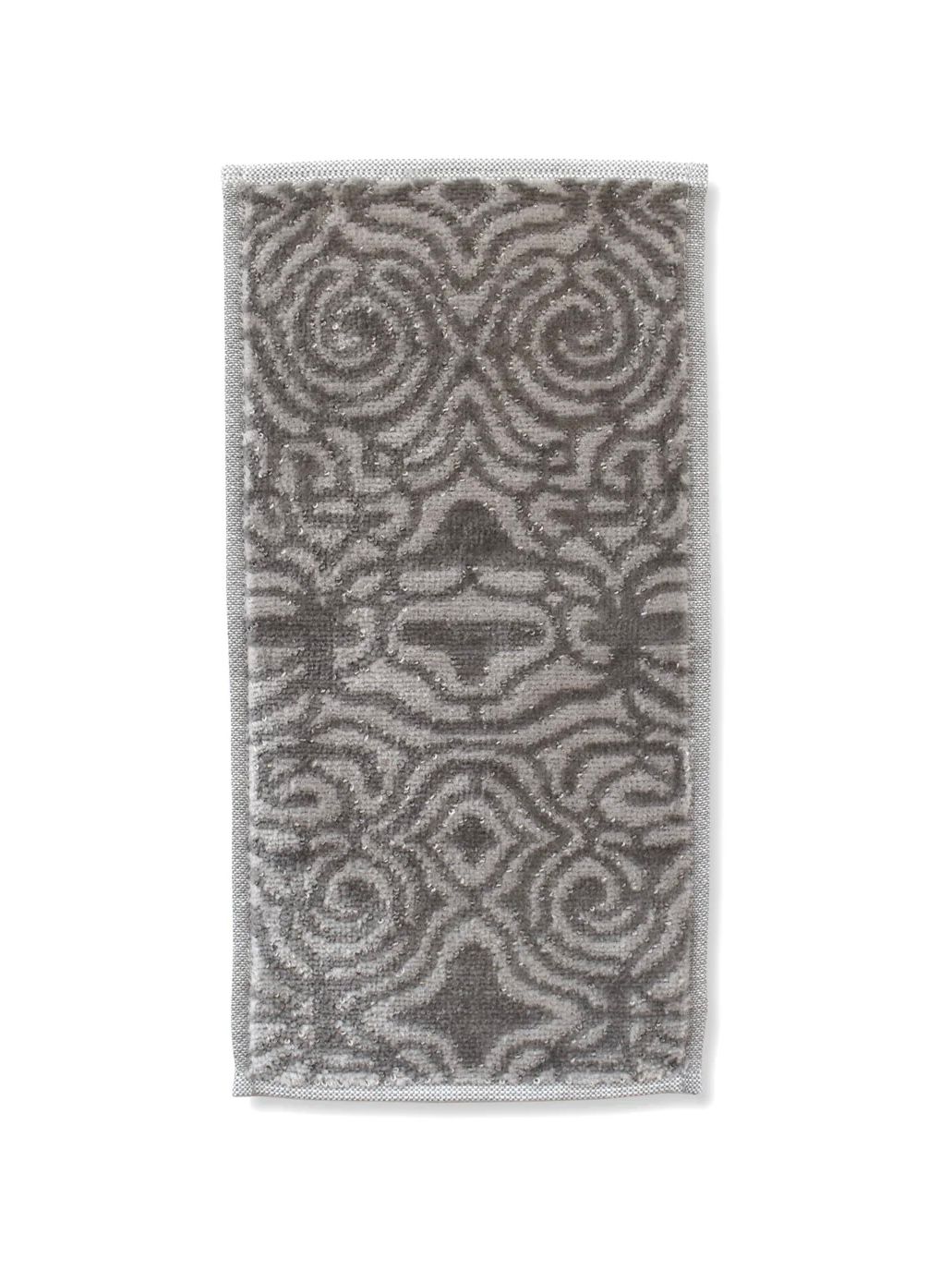 アイヌ文様の今治タオルハンカチ (カパラミプ - ライトグレー×グレー)