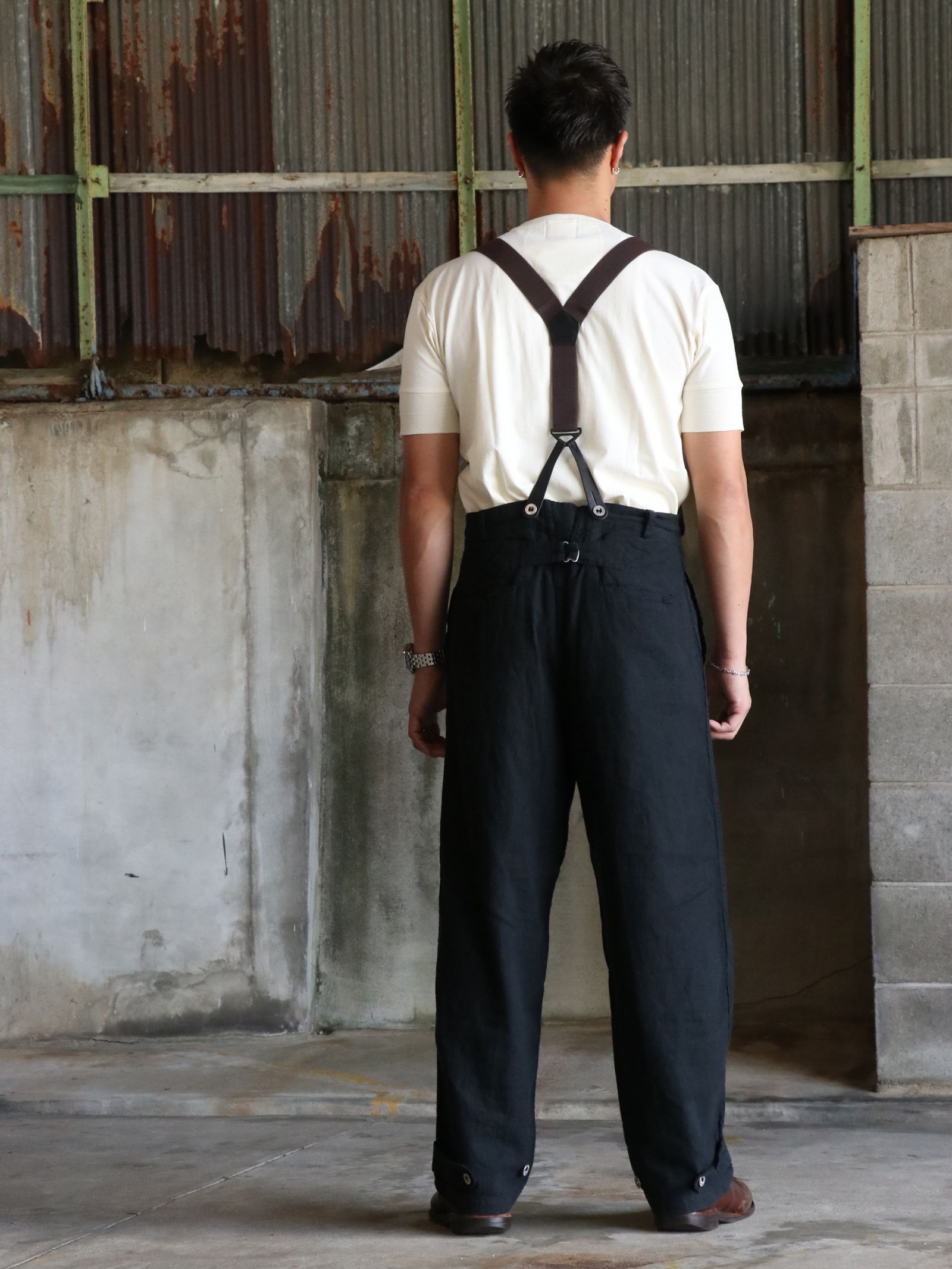 FRENCH ARMY LINEN PANTS  (BLACK)