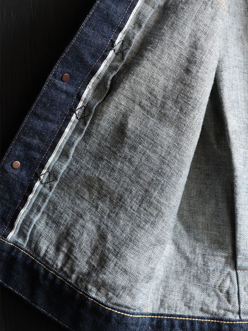 14oz DENIM PLEATS JACKET  (DARK INDIGO)