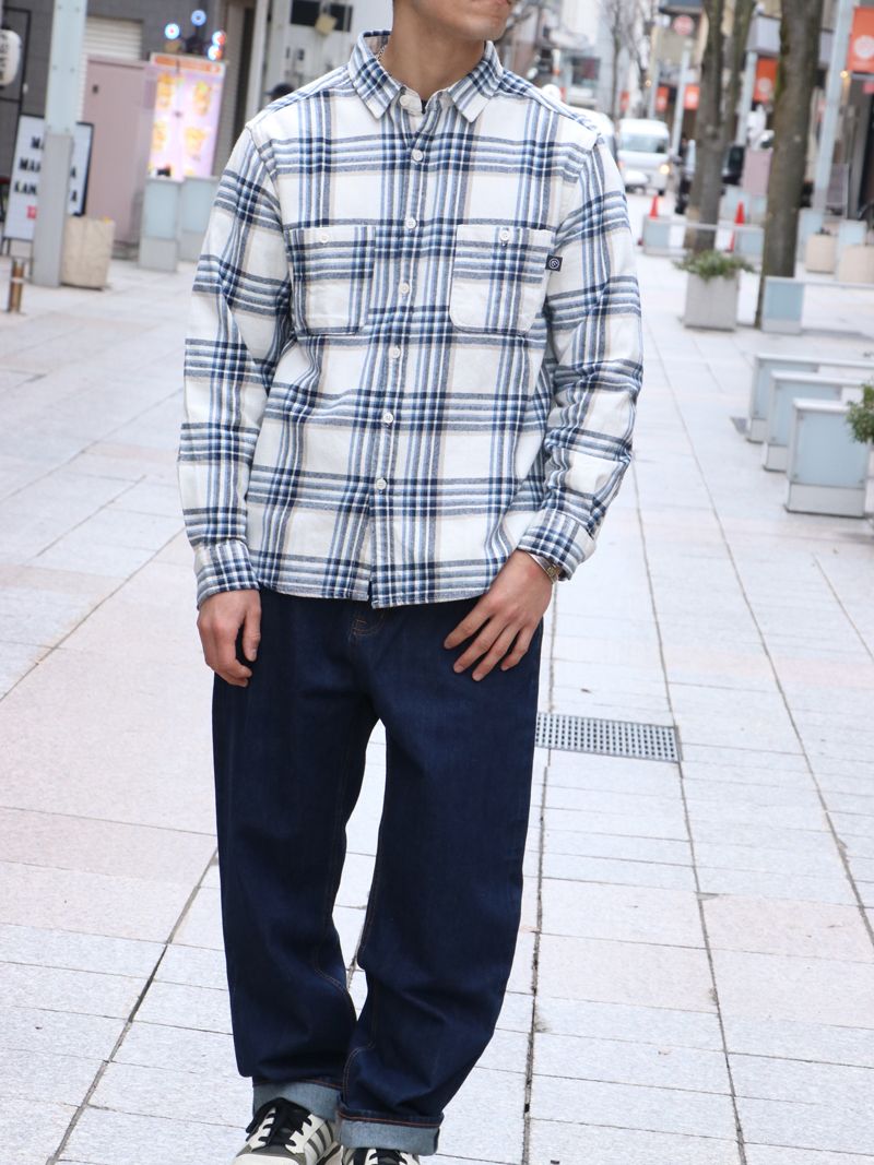 CHECK NEL SHIRT (NAVY×WHITE)