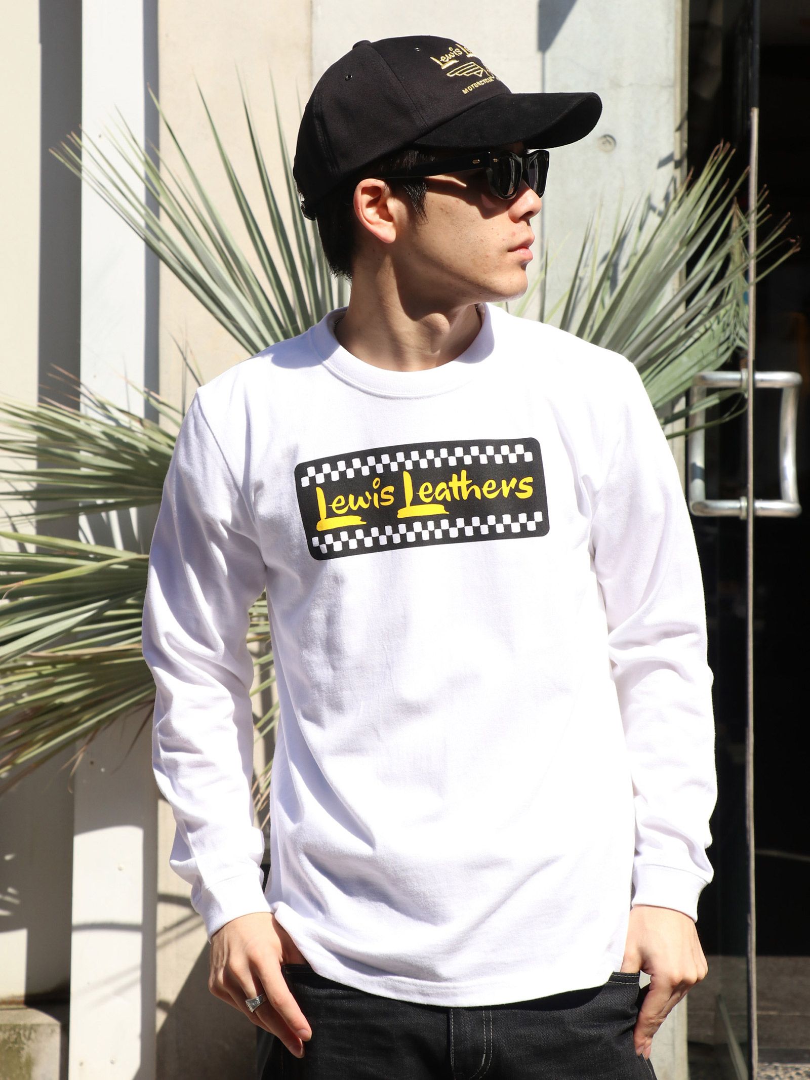 "CHECKER LOGO" RIB L/S T-SHIRTS (WHITE)