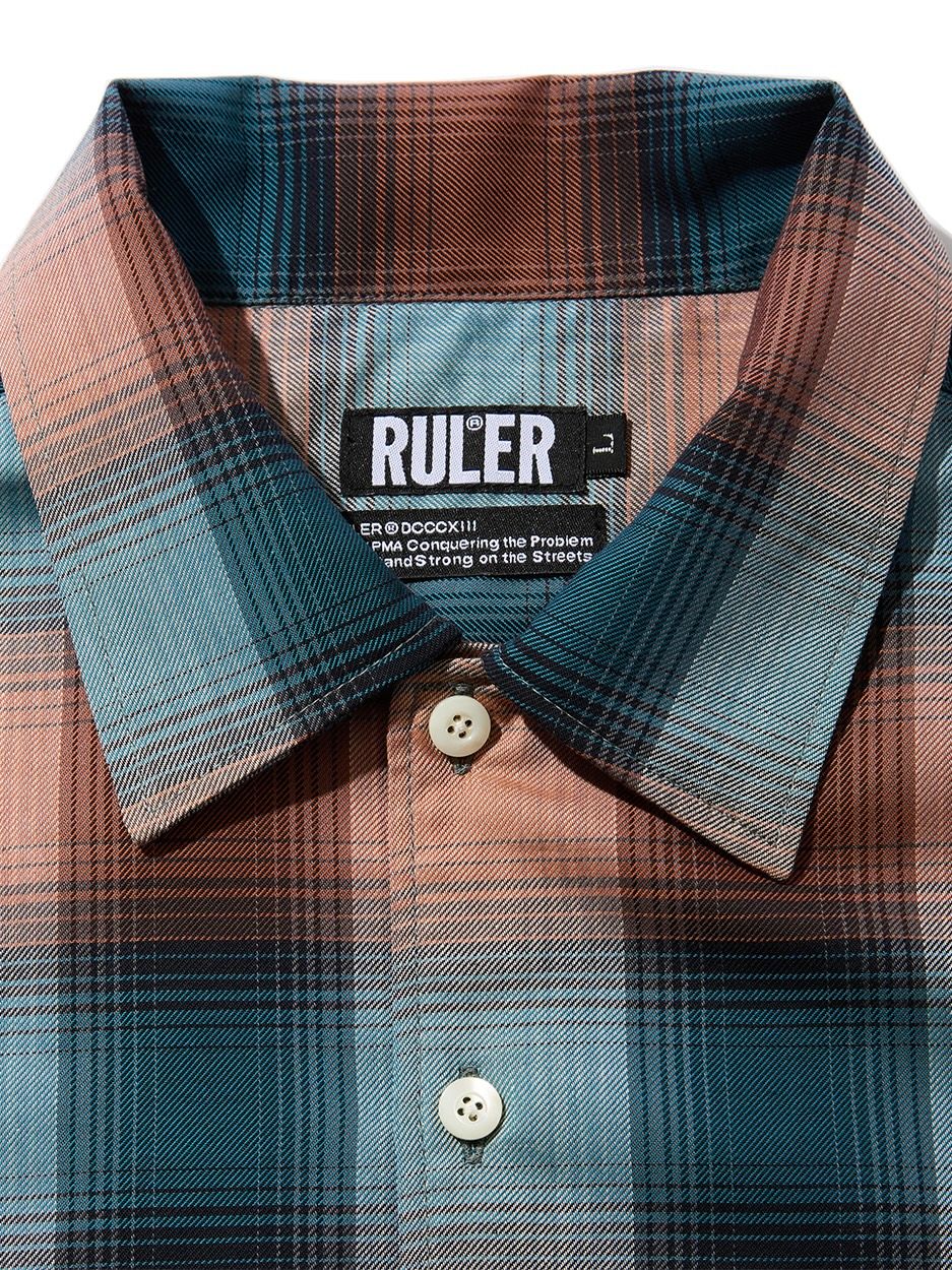 PIRATES OMBRE OPEN-NECK S/S SHIRT (NAVY/ORANGE)