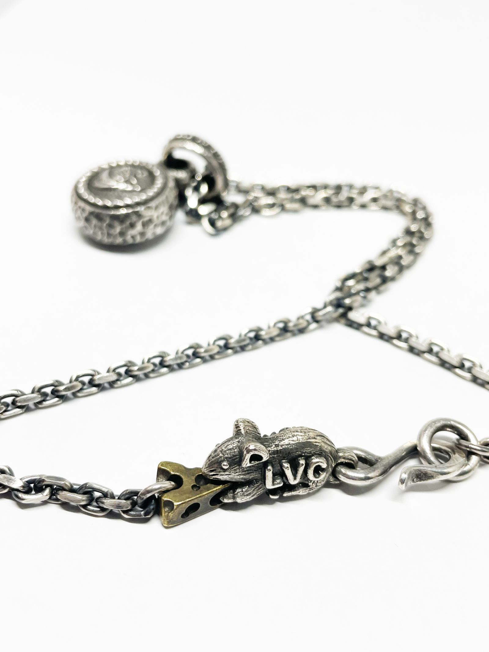 グローブペンダント&マウス&チーズチェーン (オールシルバー) & "Mouse & Cheese" Chain (SILVER×BRASS)