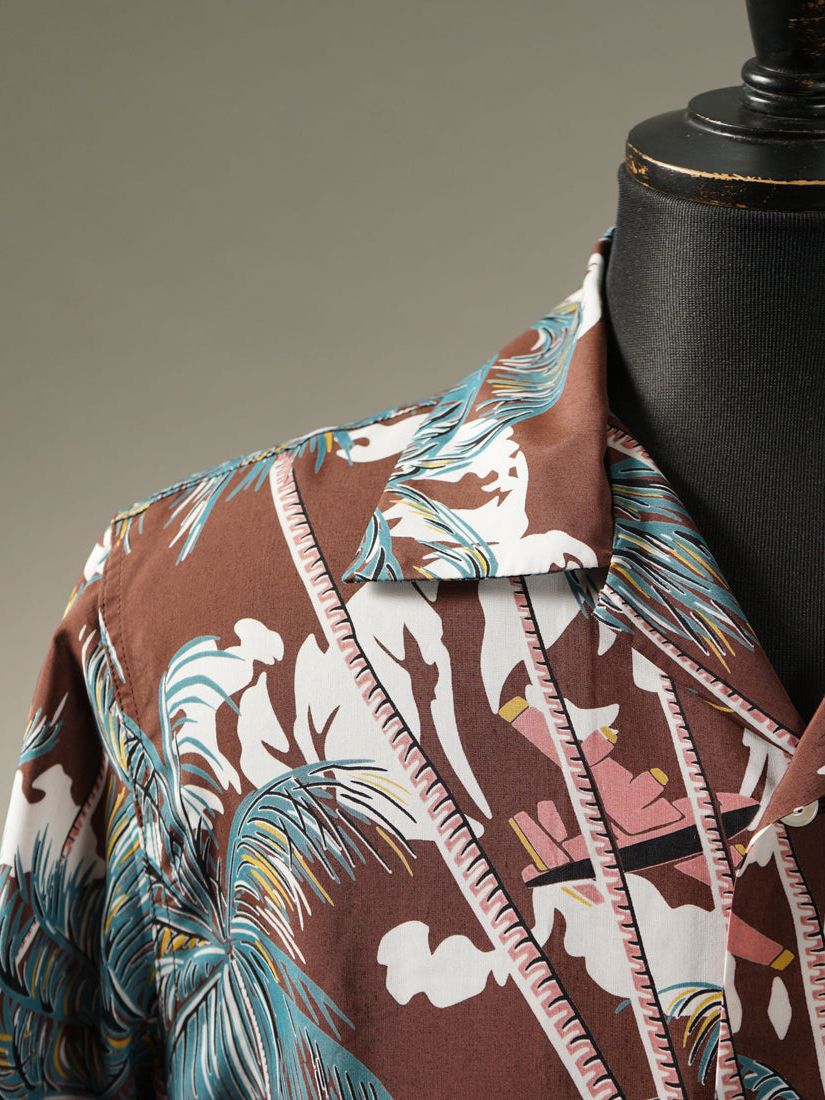 "PALM TREE" S/S SHIRTS (BROWN)