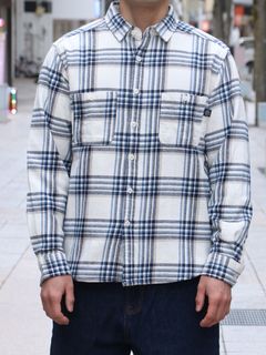 CHECK NEL SHIRT (NAVY×WHITE)