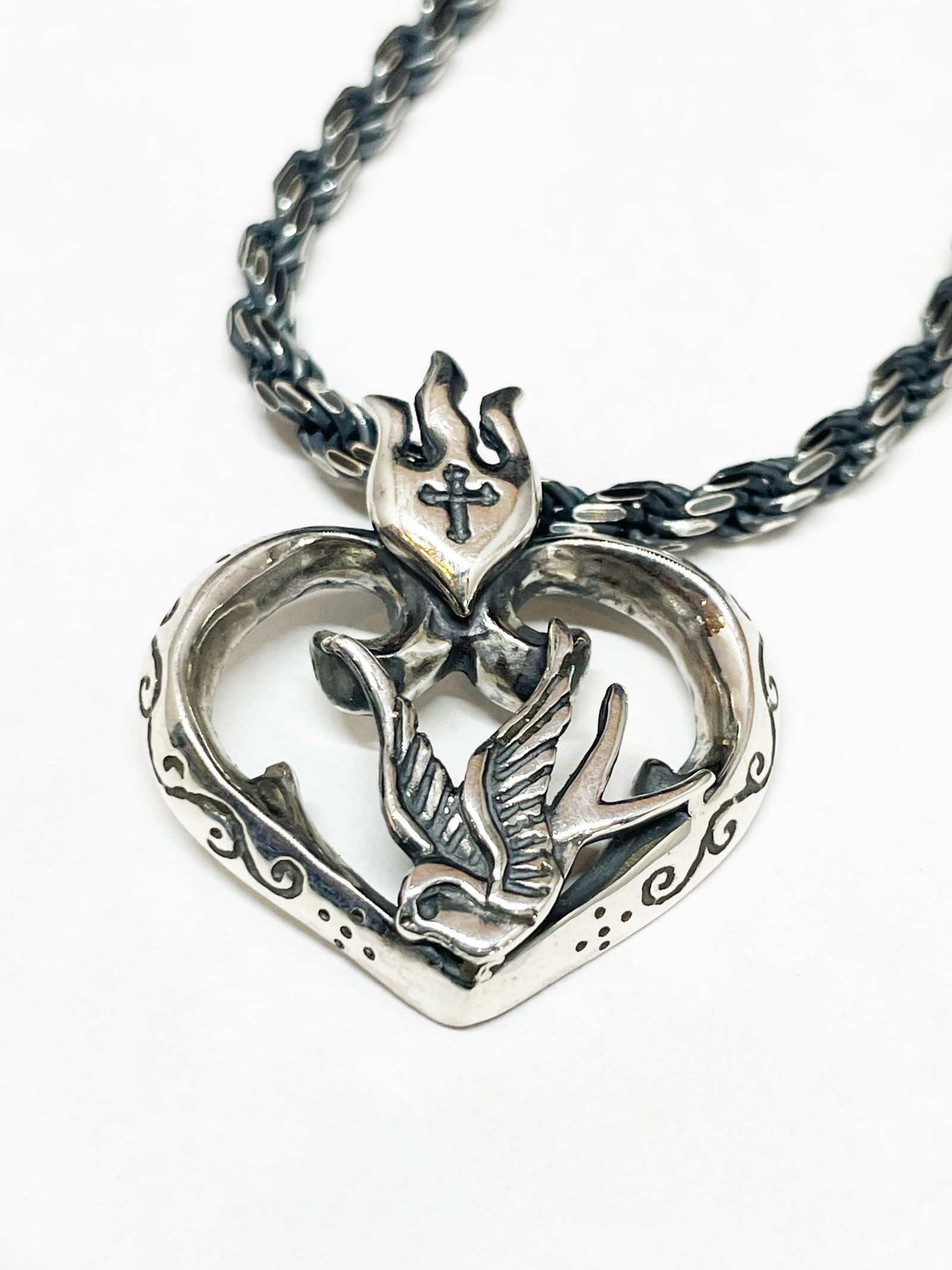 SWALLOW & HEART NECKTOP (SILVER925)