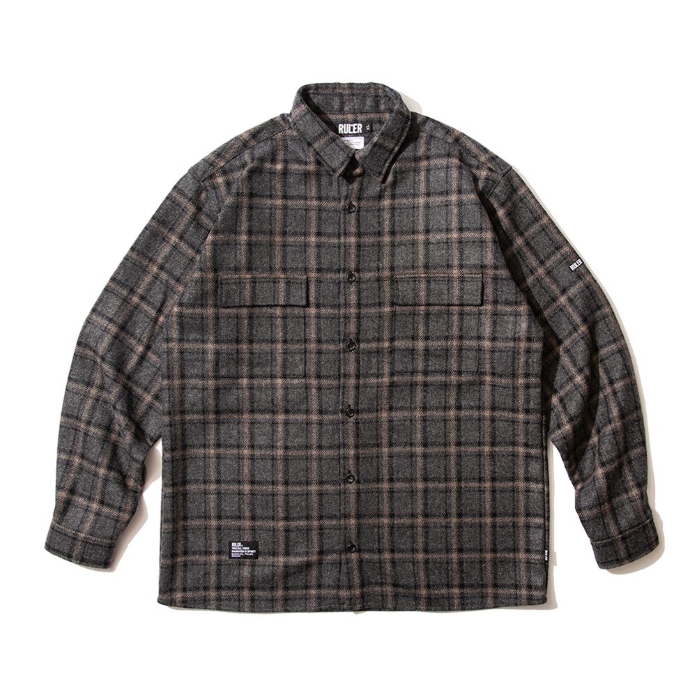 RULER - TWEED CHECK SHIRT (BLACK,GREY) | SKANDA