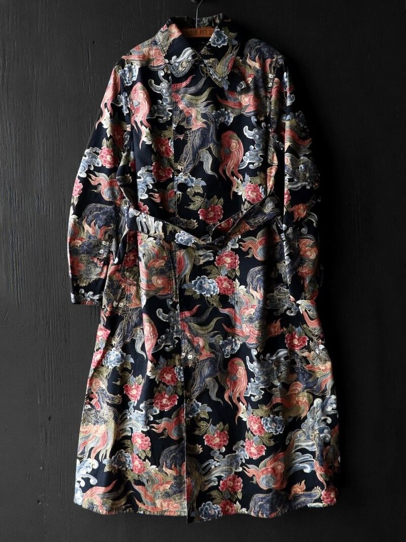 1930s JAPANESE LION AND PEONY HITMAN COAT / (MIDNIGHT BLACK)