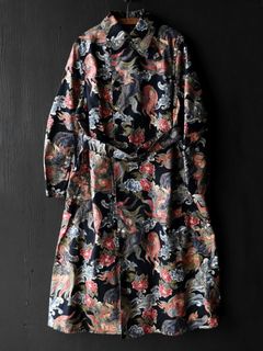 1930s JAPANESE LION AND PEONY HITMAN COAT / (MIDNIGHT BLACK)