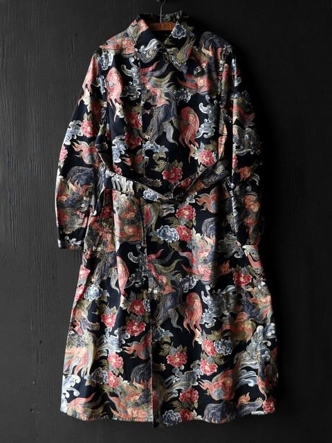 1930s JAPANESE LION AND PEONY HITMAN COAT / (MIDNIGHT BLACK)