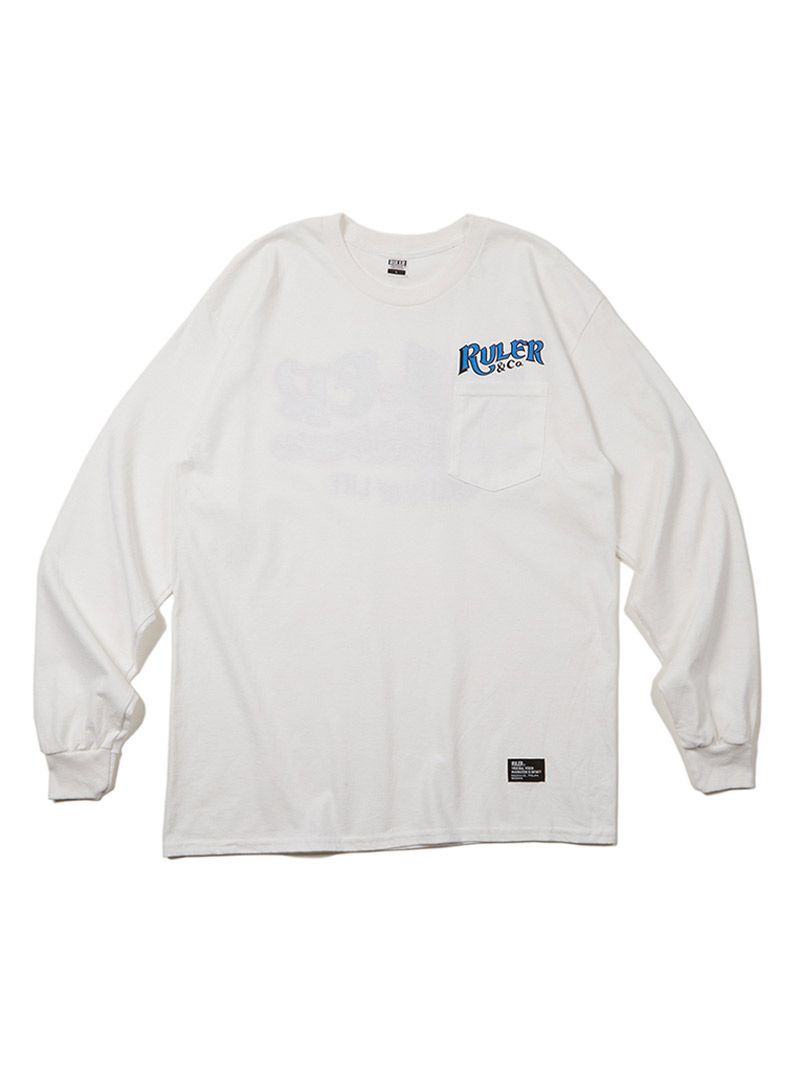 RULER - BRUSH POCKET L/S TEE (WHITE) | SKANDA