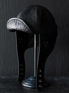 LEATHER AVIATOR CAP (MUD BLACK)
