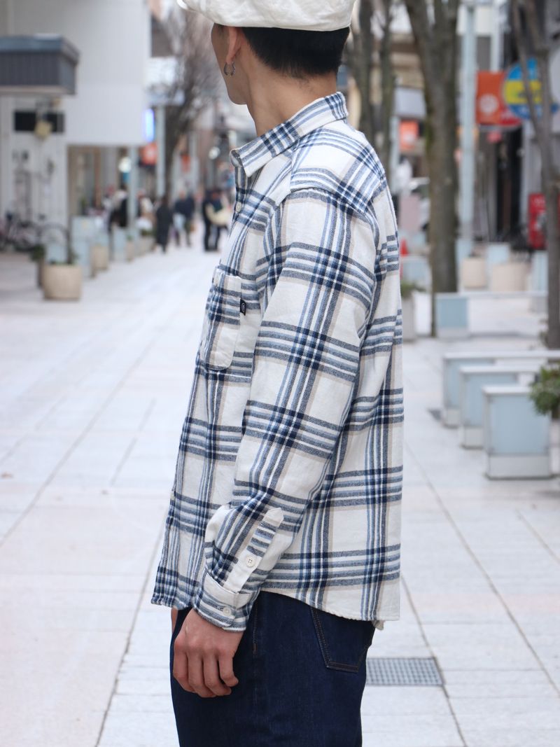 CHECK NEL SHIRT (NAVY×WHITE)