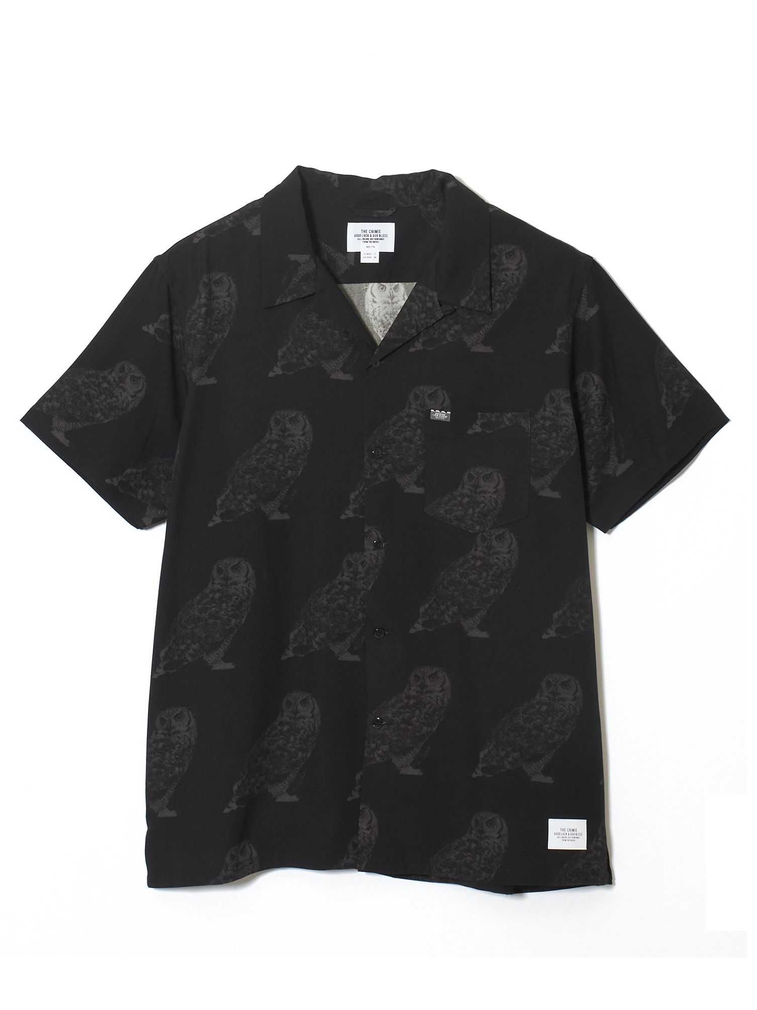 SALE 送料無料 Mサイズ CRIMIE SHADOW EAGLE ALOHA SHIRT 黒色 