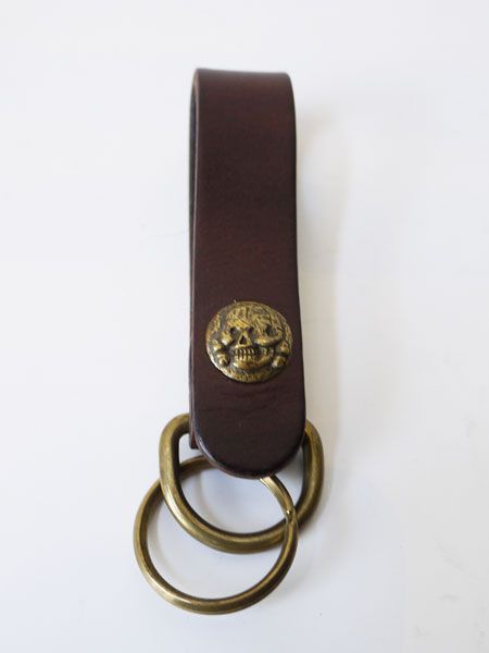 LEATHER LOOP HOLDER / レザーループホルダー (BROWN x BRASS) (SKULL)