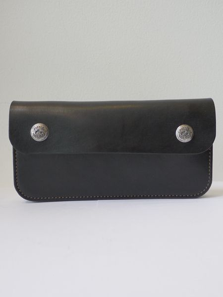 TRUCKERS' WALLET "LONG" / トラッカーズウォレット  (BLACK × SILVER) (MODEL "A" BUTTON)